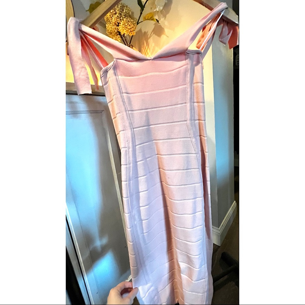 Revolve Pink Pastel Bodycon Off Shoulder Minidress